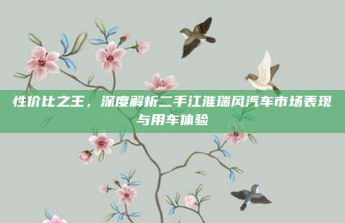 性价比之王，深度解析二手江淮瑞风汽车市场表现与用车体验