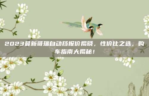 2023最新哥瑞自动挡报价揭晓，性价比之选，购车指南大揭秘！