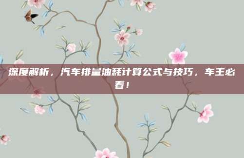 深度解析，汽车排量油耗计算公式与技巧，车主必看！