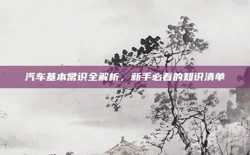 汽车基本常识全解析,新手必看的知识清单