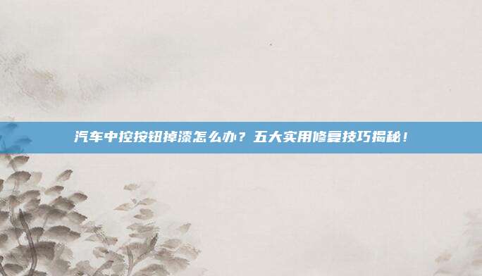 汽车中控按钮掉漆怎么办?五大实用修复技巧揭秘!