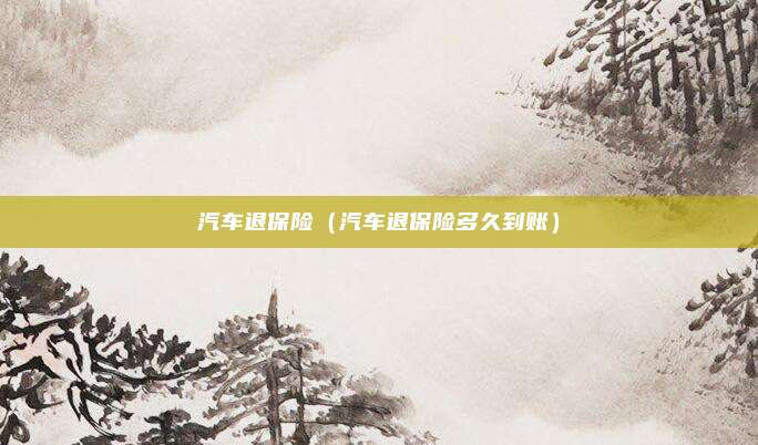 汽车退保险（汽车退保险多久到账）