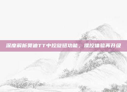 深度解析奥迪TT中控旋钮功能，操控体验再升级
