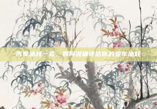 汽车油耗一览，如何准确评估你的爱车油耗