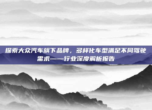 探索大众汽车旗下品牌，多样化车型满足不同驾驶需求——行业深度解析报告