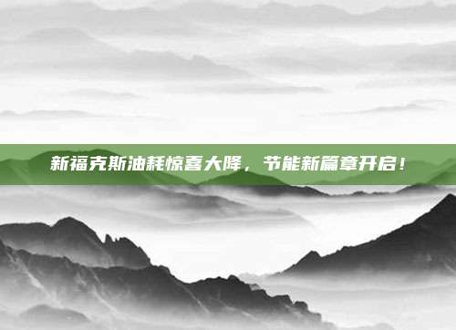 新福克斯油耗惊喜大降,节能新篇章开启!