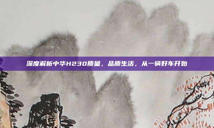 深度解析中华H230质量，品质生活，从一辆好车开始