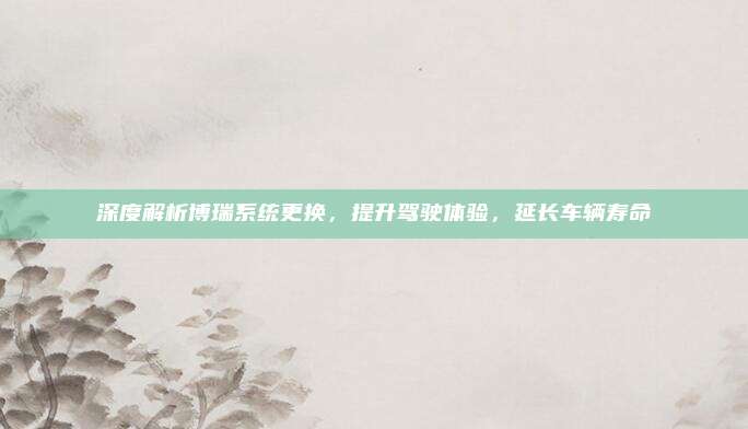 深度解析博瑞系统更换，提升驾驶体验，延长车辆寿命