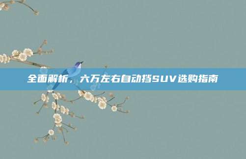 全面解析,六万左右自动挡SUV选购指南