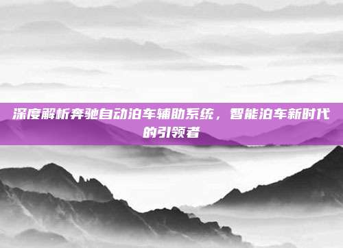 深度解析奔驰自动泊车辅助系统，智能泊车新时代的引领者