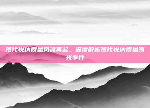 现代悦纳质量风波再起,深度解析现代悦纳质量曝光事件