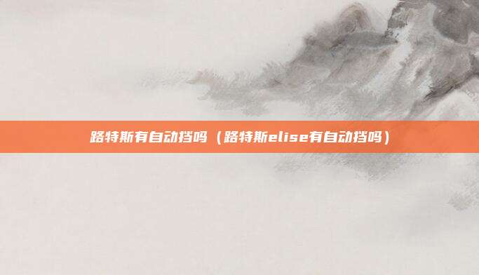 路特斯有自动挡吗（路特斯elise有自动挡吗）