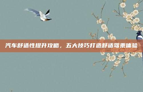 汽车舒适性提升攻略，五大技巧打造舒适驾乘体验