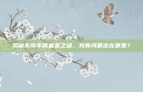 揭秘东南车质量差之谜,究竟问题出在哪里?