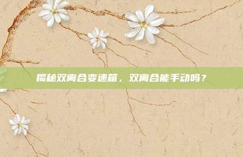揭秘双离合变速箱，双离合能手动吗？