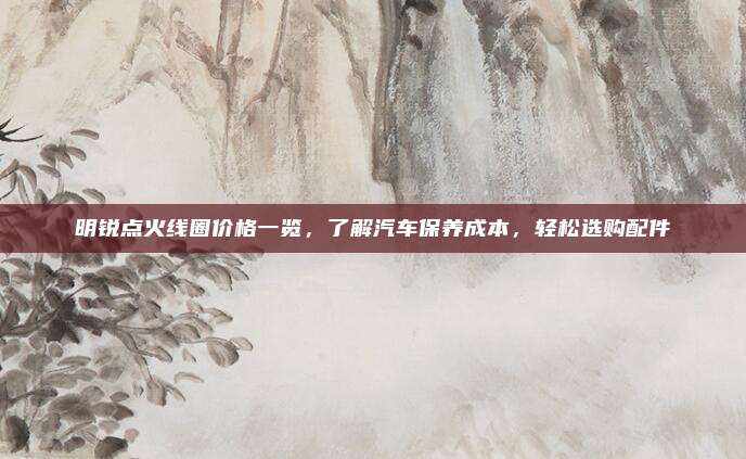 明锐点火线圈价格一览,了解汽车保养成本,轻松选购配件