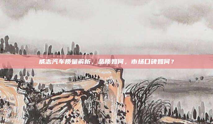 威志汽车质量解析,品质如何,市场口碑如何?