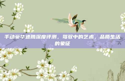 手动豪华速腾深度评测，驾驭中的艺术，品质生活的象征