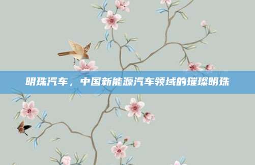 明珠汽车,中国新能源汽车领域的璀璨明珠