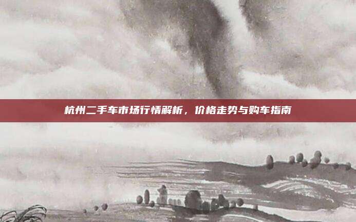 杭州二手车市场行情解析,价格走势与购车指南