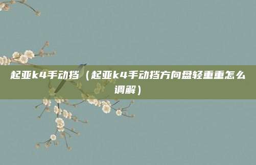 起亚k4手动挡（起亚k4手动挡方向盘轻重重怎么调解）