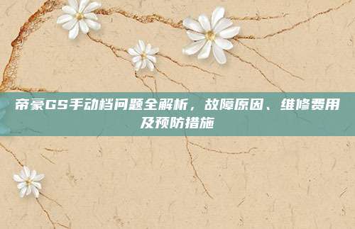 帝豪GS手动档问题全解析，故障原因、维修费用及预防措施