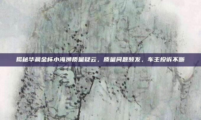 揭秘华晨金杯小海狮质量疑云,质量问题频发,车主投诉不断