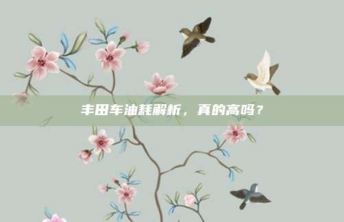 丰田车油耗解析,真的高吗?