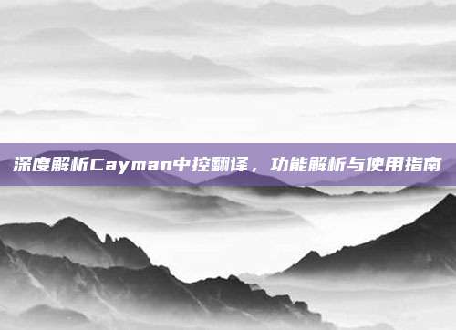 深度解析Cayman中控翻译，功能解析与使用指南