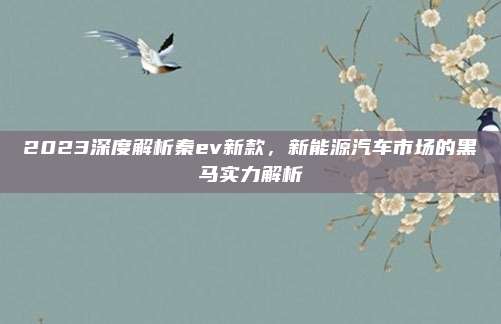 2023深度解析秦ev新款,新能源汽车市场的黑马实力解析