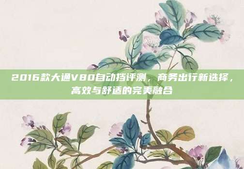 2016款大通V80自动挡评测，商务出行新选择，高效与舒适的完美融合