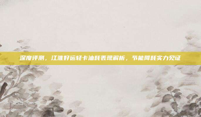 深度评测,江淮好运轻卡油耗表现解析,节能降耗实力见证