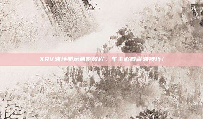 XRV油耗显示调整教程,车主必看省油技巧!