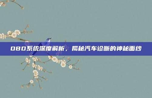 OBD系统深度解析,揭秘汽车诊断的神秘面纱