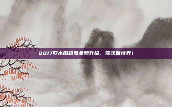 2017款本田雅阁全新升级，驾驭新境界！