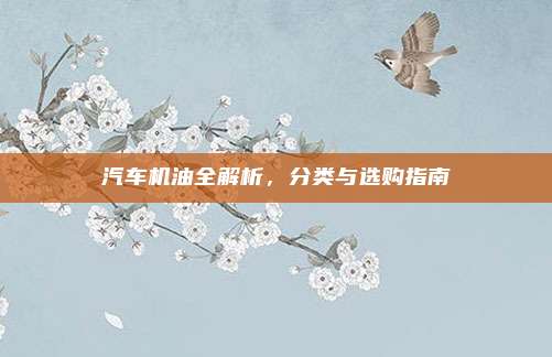 汽车机油全解析,分类与选购指南