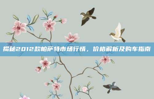 揭秘2012款帕萨特市场行情,价格解析及购车指南