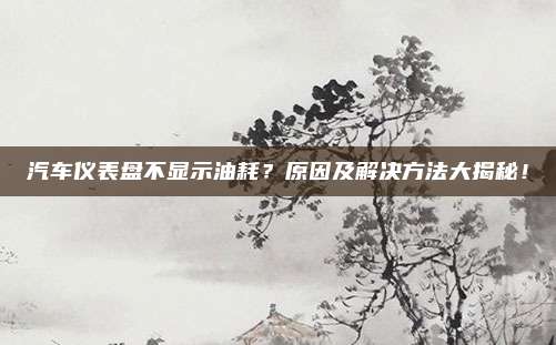 汽车仪表盘不显示油耗?原因及解决方法大揭秘!