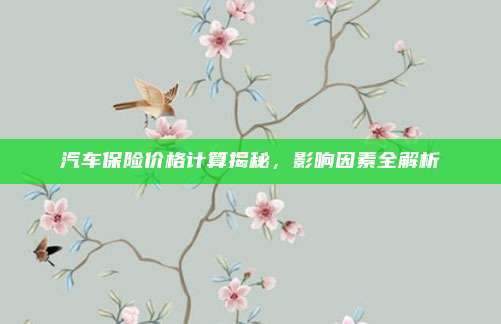 汽车保险价格计算揭秘,影响因素全解析