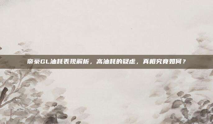 帝豪GL油耗表现解析,高油耗的疑虑,真相究竟如何?