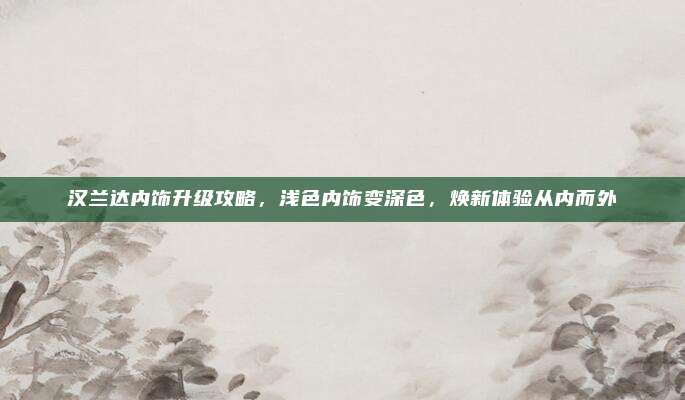 汉兰达内饰升级攻略,浅色内饰变深色,焕新体验从内而外