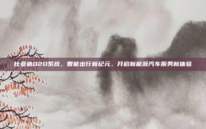 比亚迪O2O系统，智能出行新纪元，开启新能源汽车服务新体验