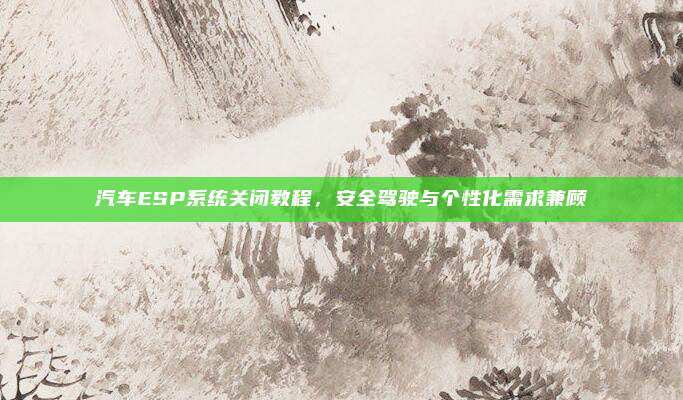 汽车ESP系统关闭教程，安全驾驶与个性化需求兼顾