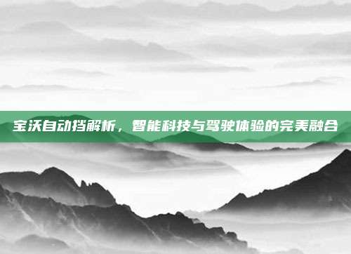 宝沃自动挡解析,智能科技与驾驶体验的完美融合