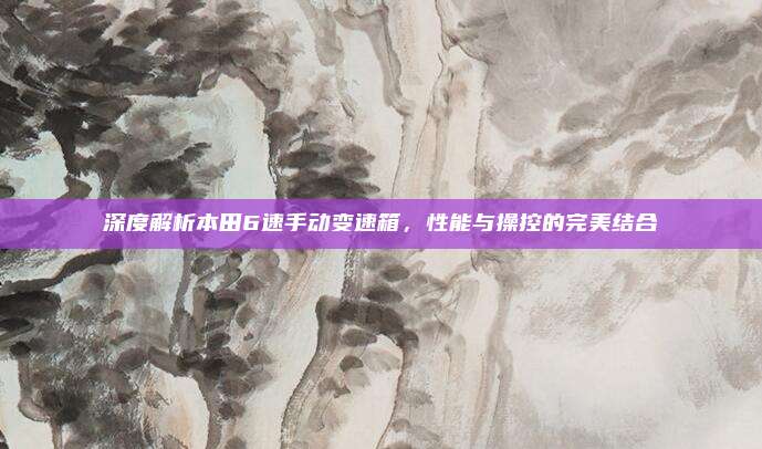 深度解析本田6速手动变速箱,性能与操控的完美结合