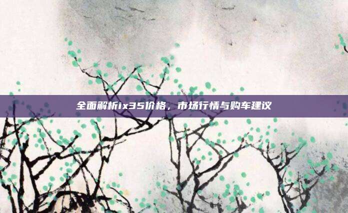 全面解析ix35价格,市场行情与购车建议