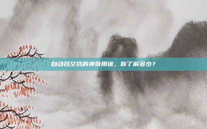 自动挡空挡的神奇用途,你了解多少?