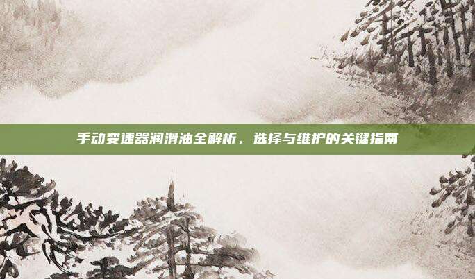 手动变速器润滑油全解析，选择与维护的关键指南