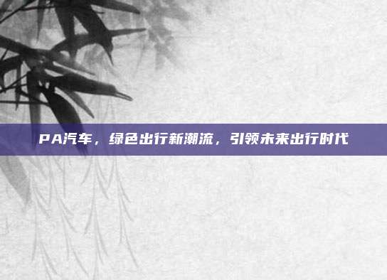 PA汽车,绿色出行新潮流,引领未来出行时代