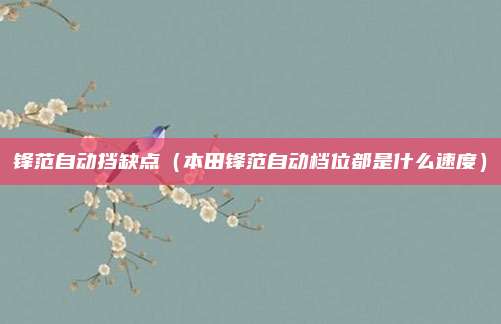 锋范自动挡缺点（本田锋范自动档位都是什么速度）